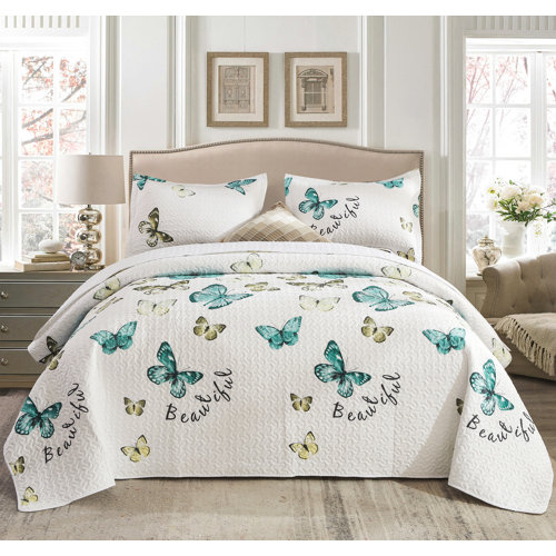 August Grove® Usher White Microfiber Coverlet / Bedspread Set & Reviews Wayfair